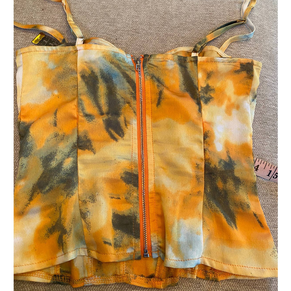 Orange Tie Dye Print Structured Corset set - Picture 9 of 12